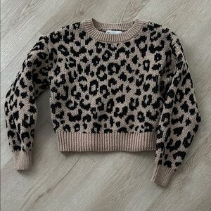 Leopard Print Sweater - Black and Tan